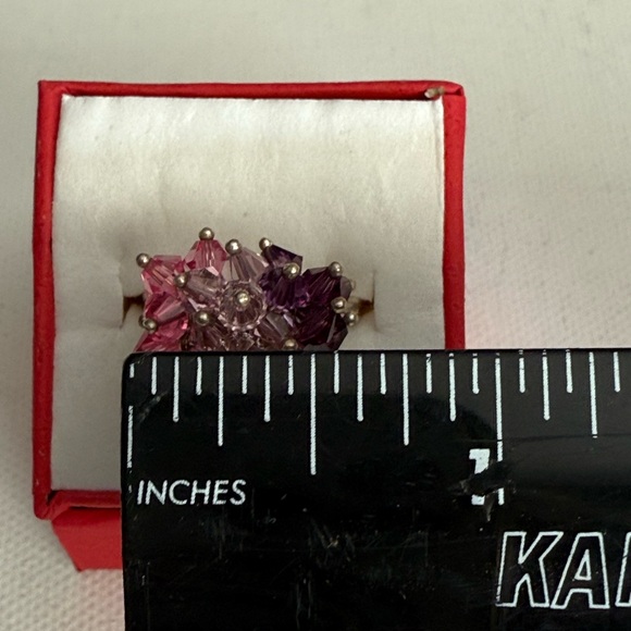 Vibrant Cha Cha Cluster Sterling Silver Pink , Lavender and Purple Crystal Ring - Picture 10 of 13